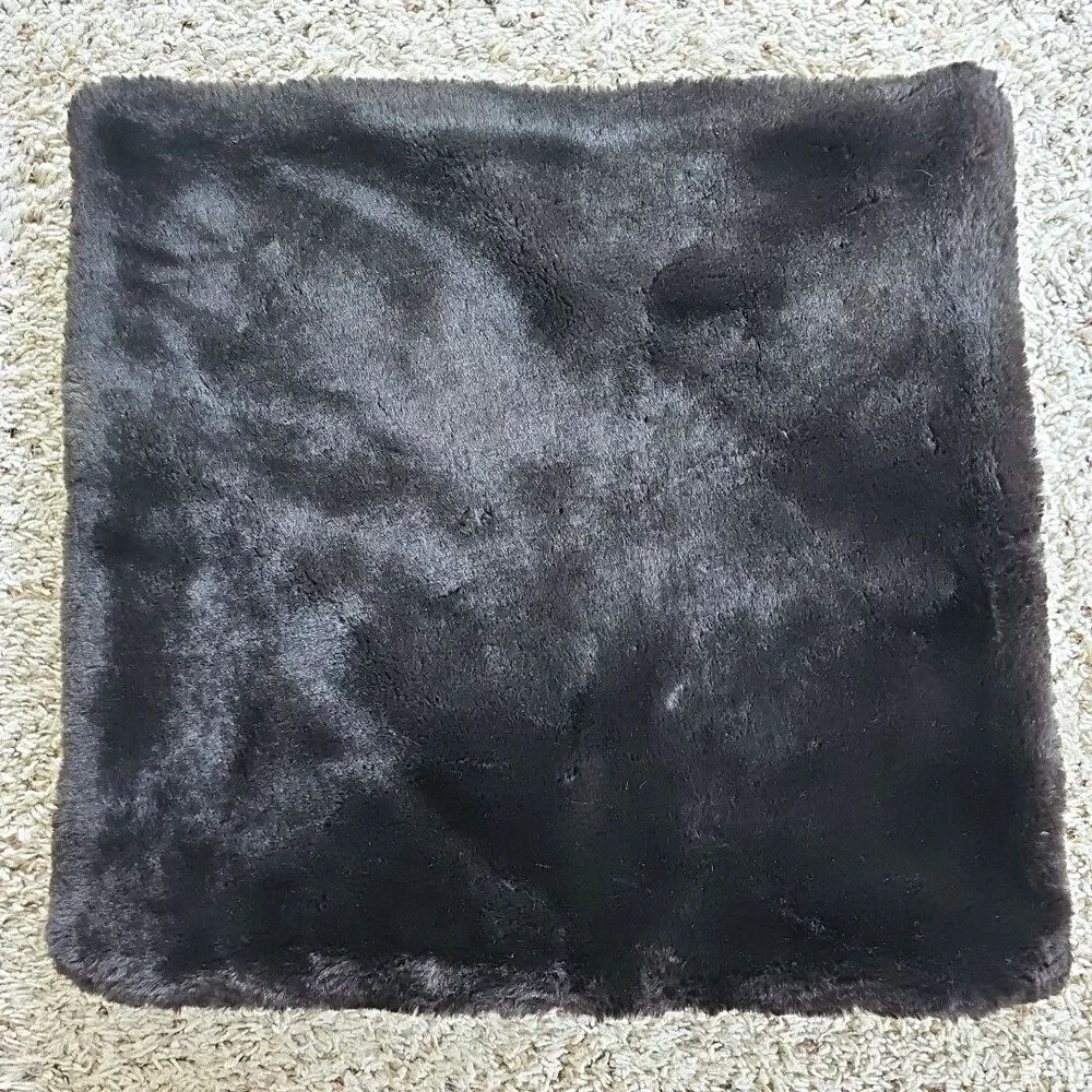 Vintage Pottery Barn Faux Fur Pillow Cover Black Brown Espresso Lux Goth Glam